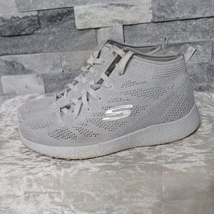 Skechers Air-Cooled Memory Foam Gray Shimmery High Tops